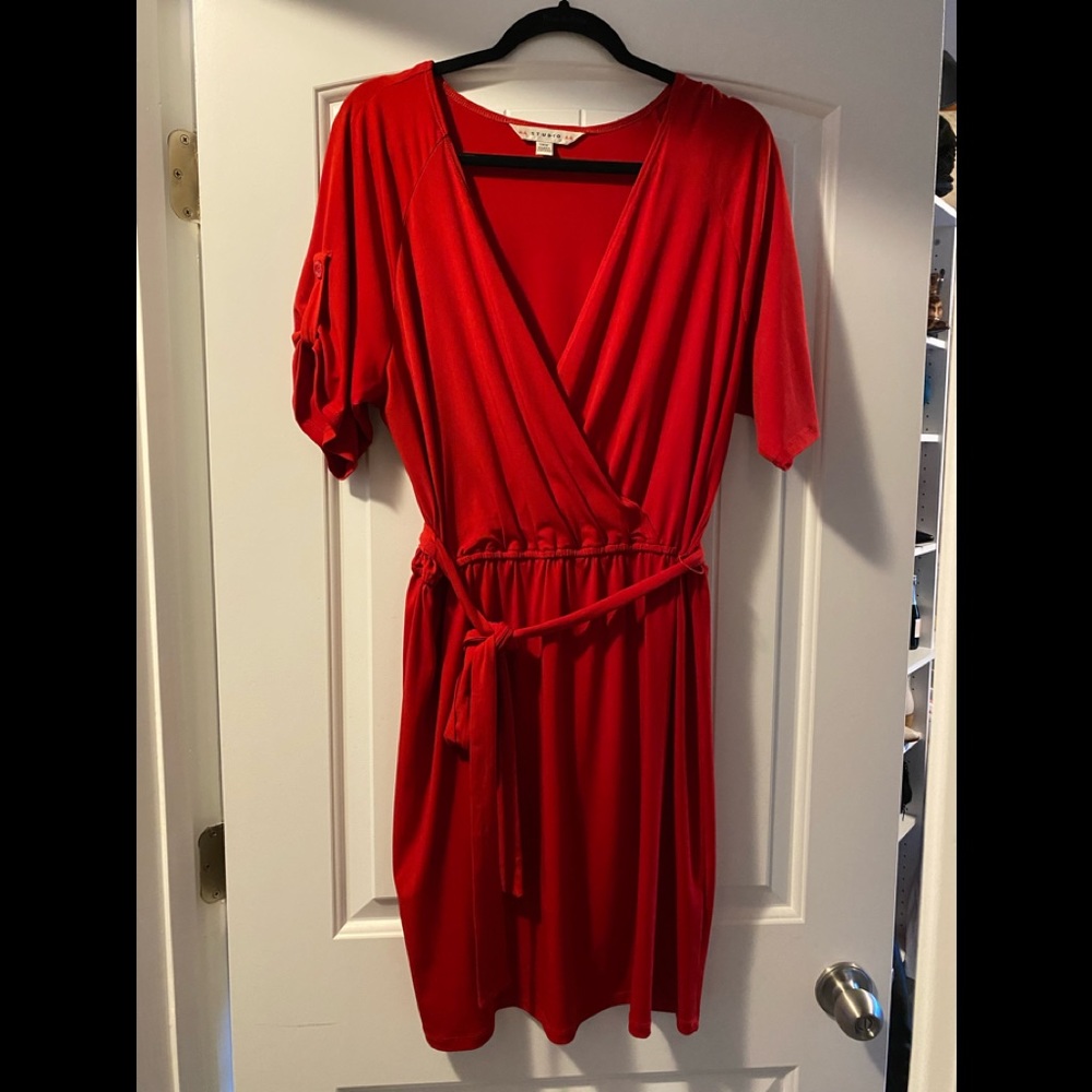 Red wrap mini dress….